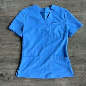 JAANUU XS Women's 3-Pocket Scrub Top - Ceil Blue